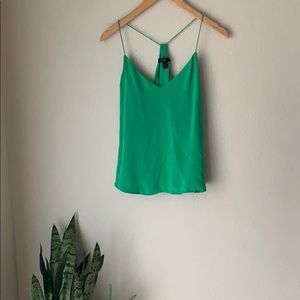 J Crew Green Silk Racerback blouse 6 cami